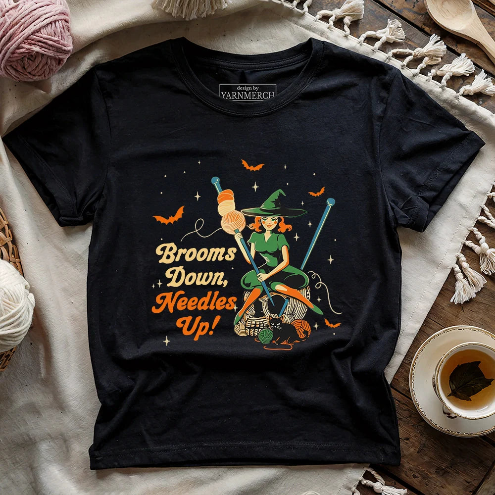 BroomDown_NeedlesUpT shirt black