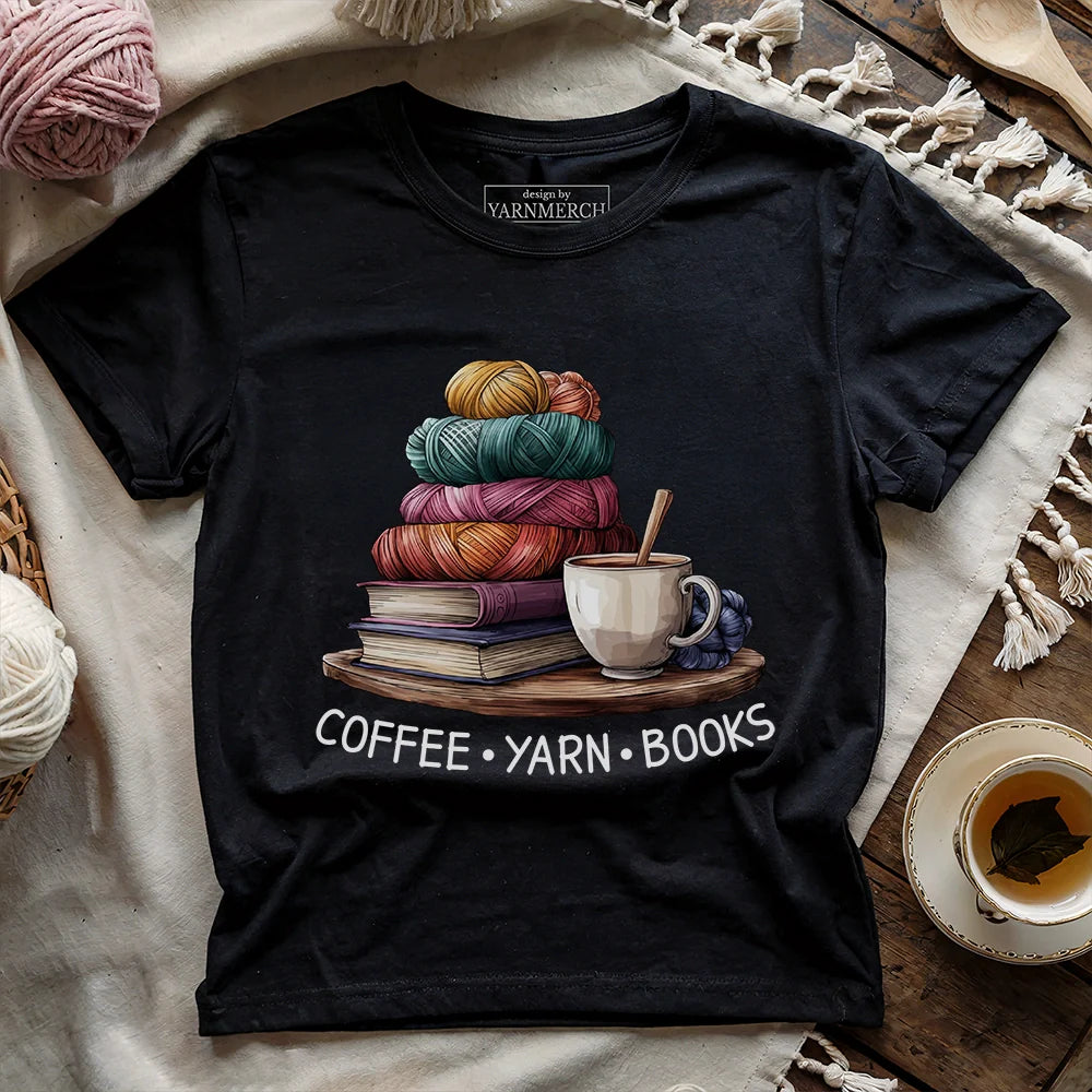 CoffeeYarnBooksT shirt black
