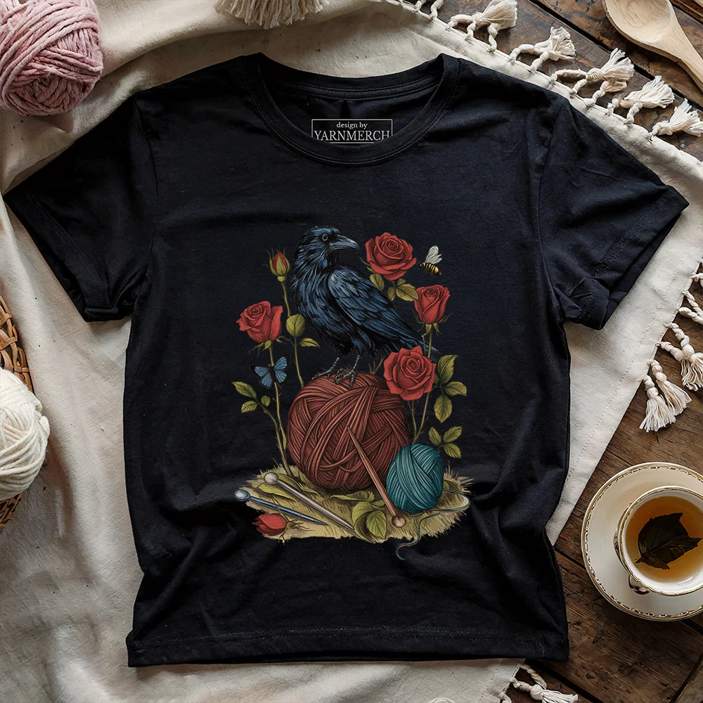 Raven_RoseThreadsT shirt black