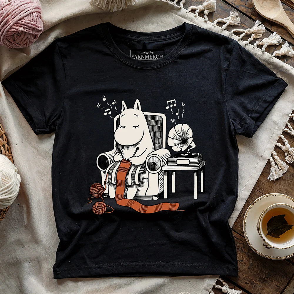 The_Gentle_Hippo_Knitter_T shirt_ _black