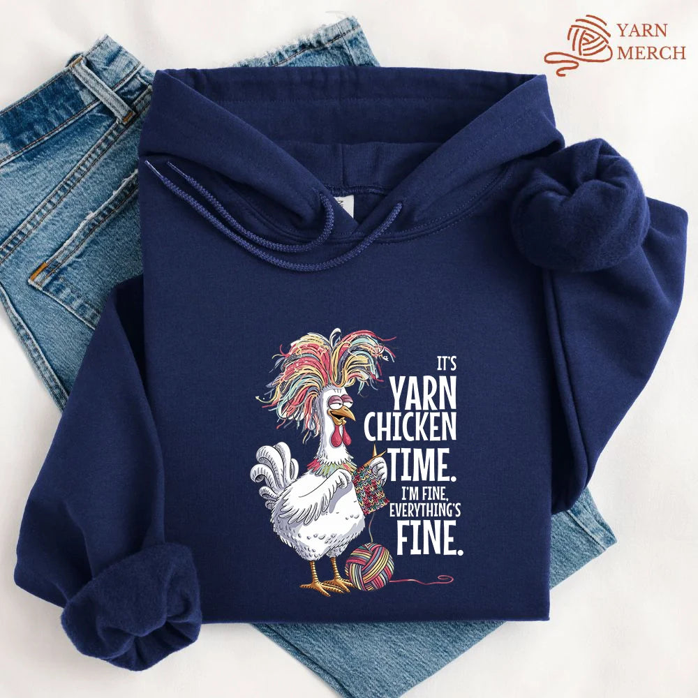 YarnChickenTimeHoodie navy