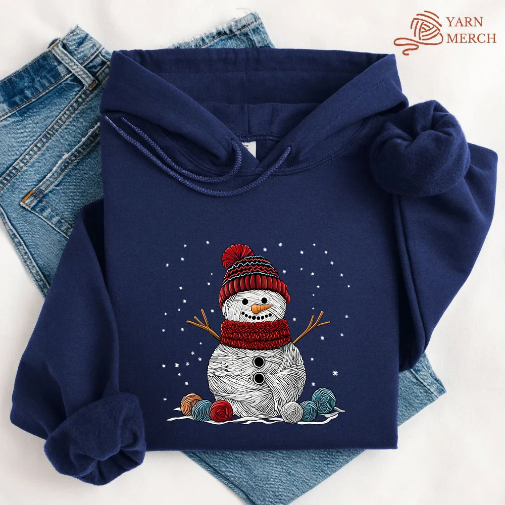 YarnSnowmanHoodie navy