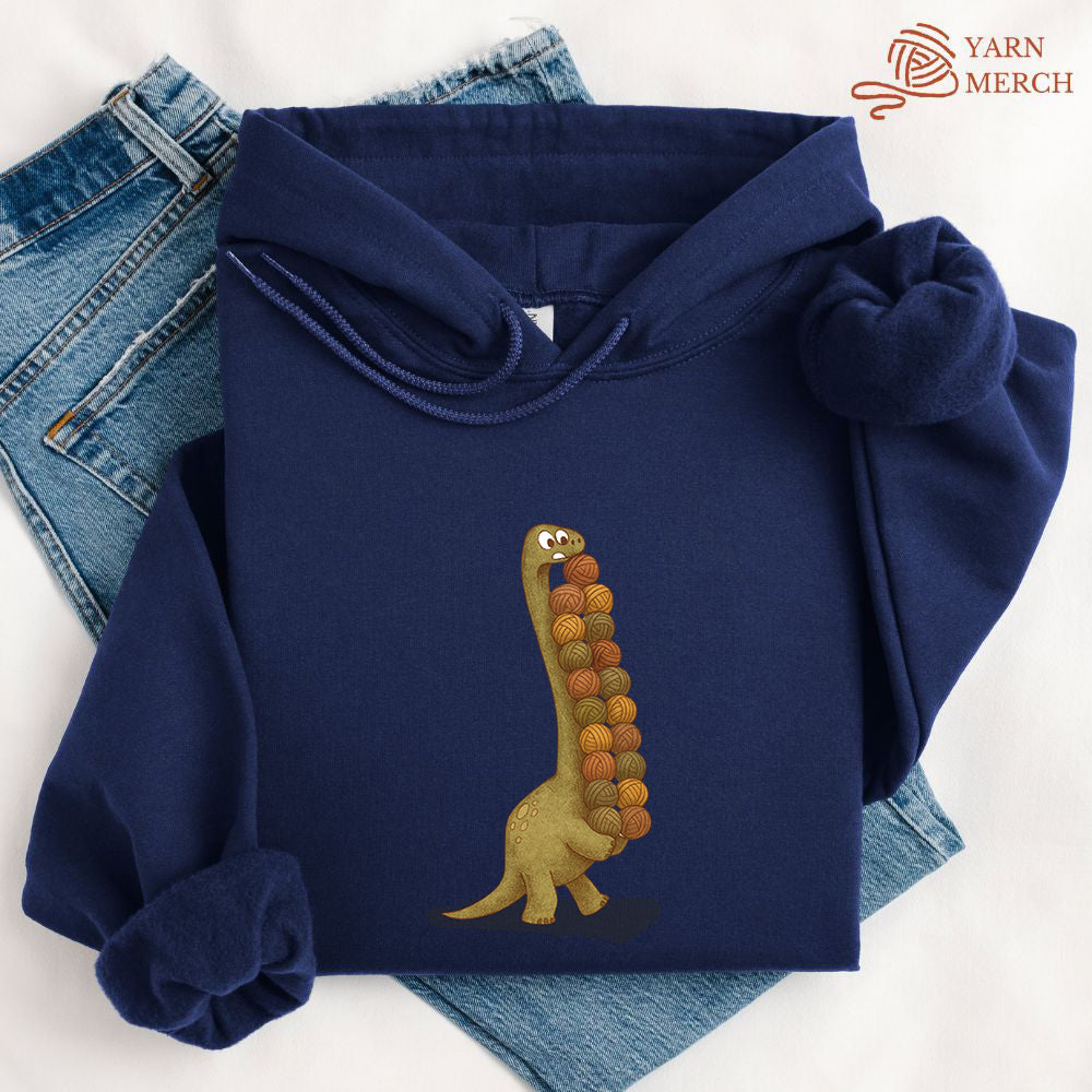 YarnosaurusRexHoodie navy