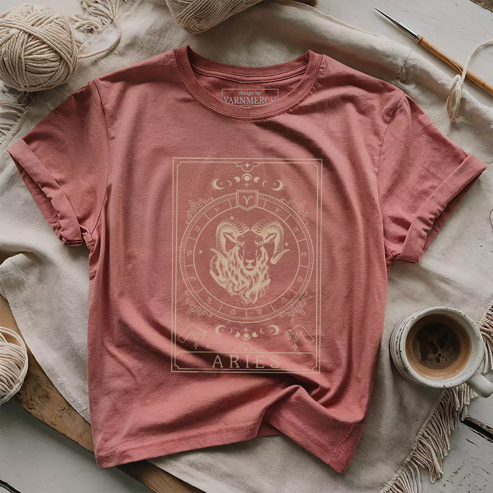 aries yarn tarot t shirt heather mauve