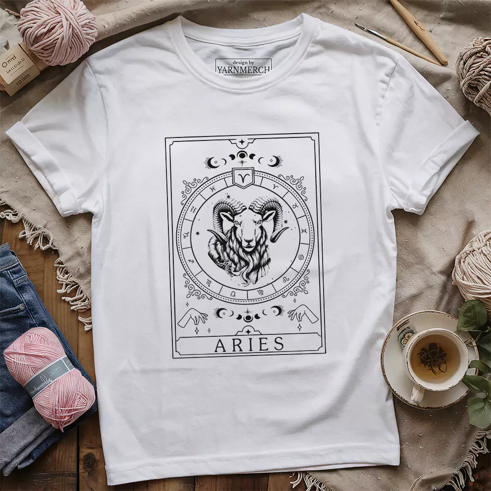 aries yarn tarot t shirt white