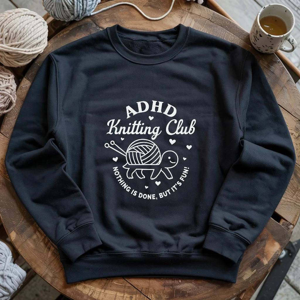 black ADHDKnittingClubSweatshirt