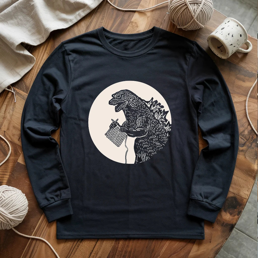 black KnitzillaLongSleeveT shirt