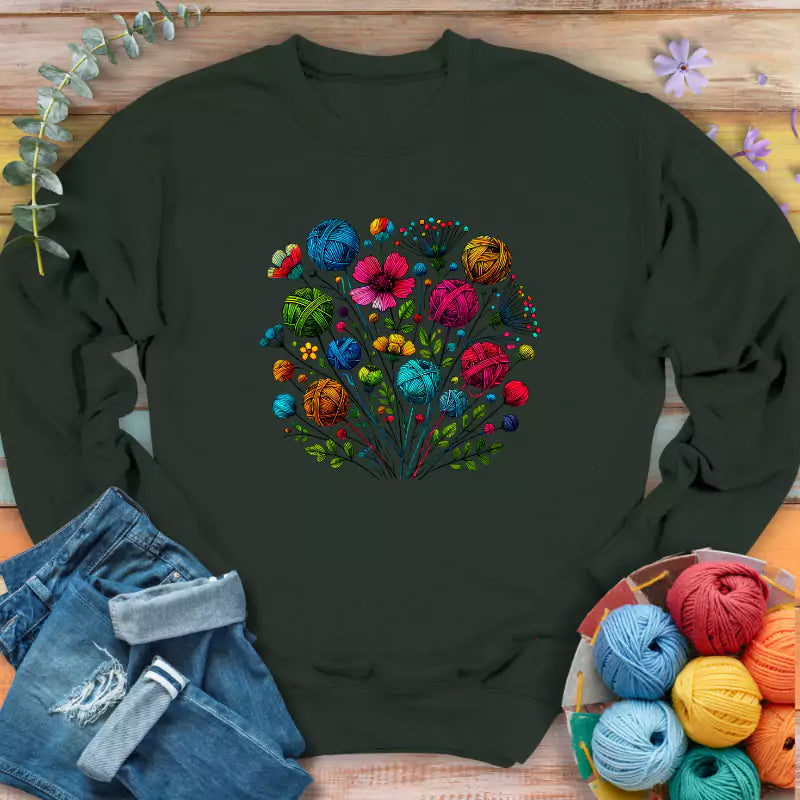 blooming yarn sweatshirt forest green