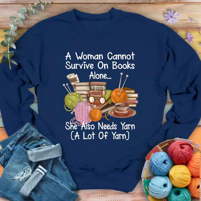 books yarn lover sweathshirt navy