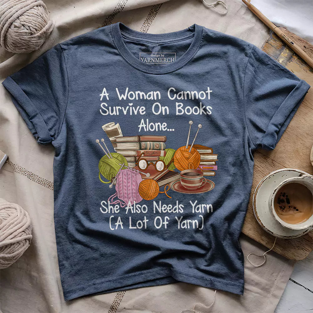 books yarn lover t shirt heather navy