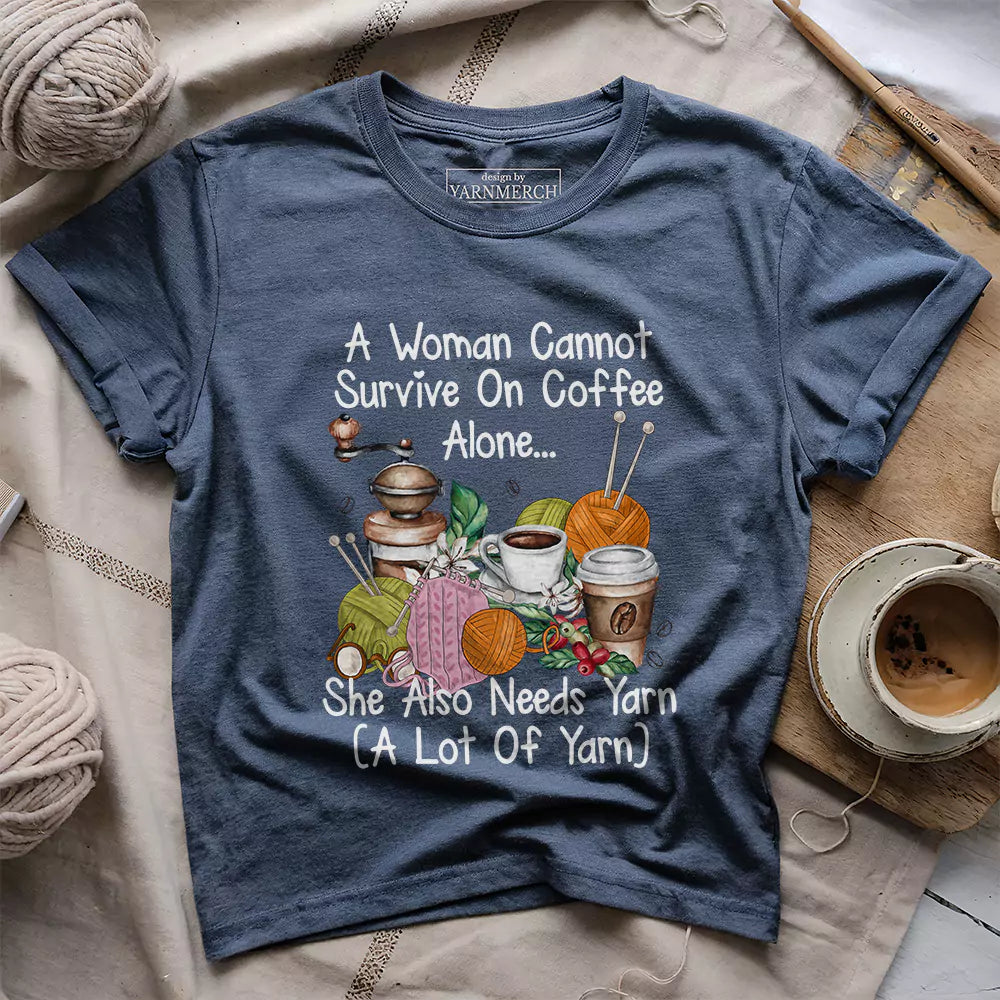 coffee yarn lover t shirt heather navy