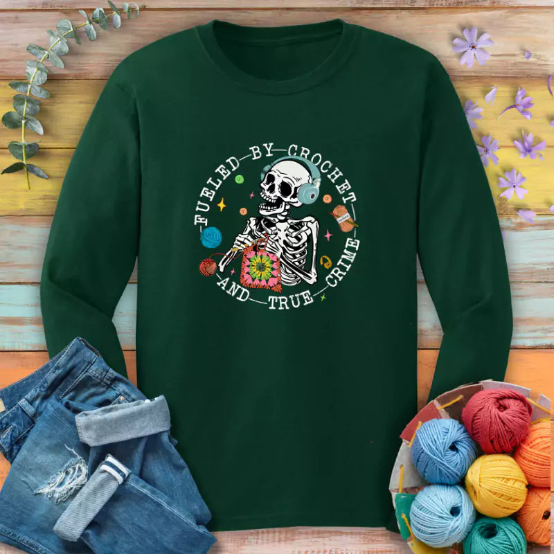 crochet and true crime long sleeve forest