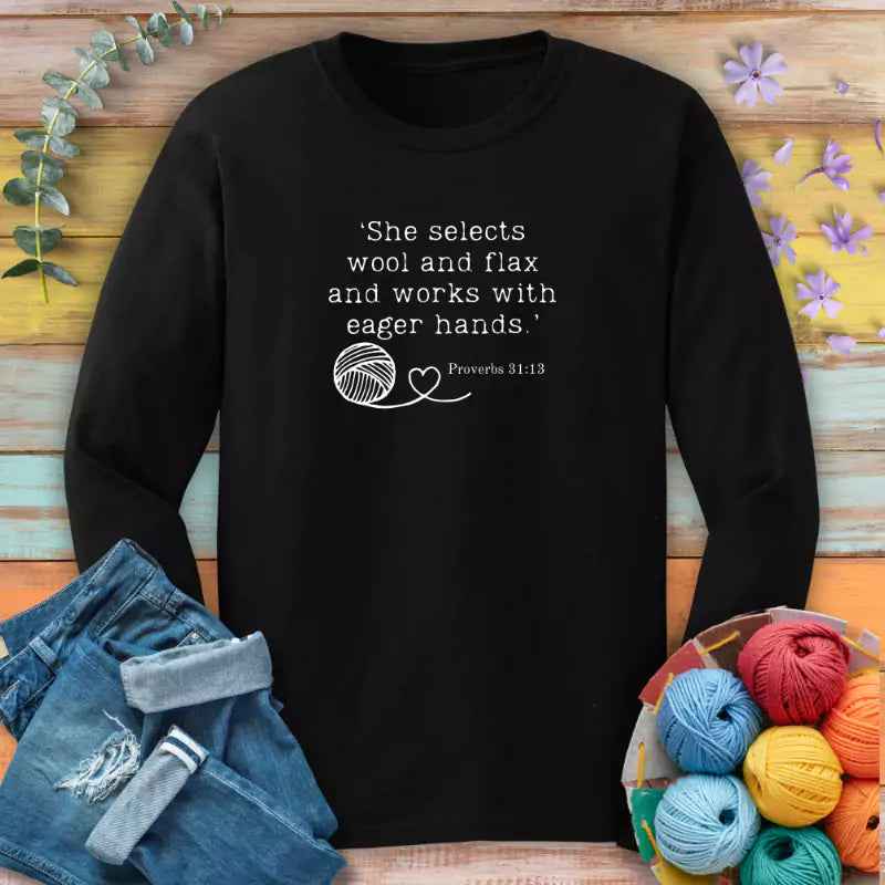 crochet in bible long sleeve black