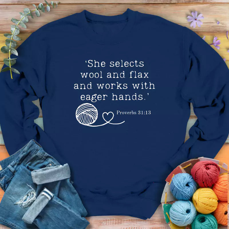 crochet in bible sweatshirt navy