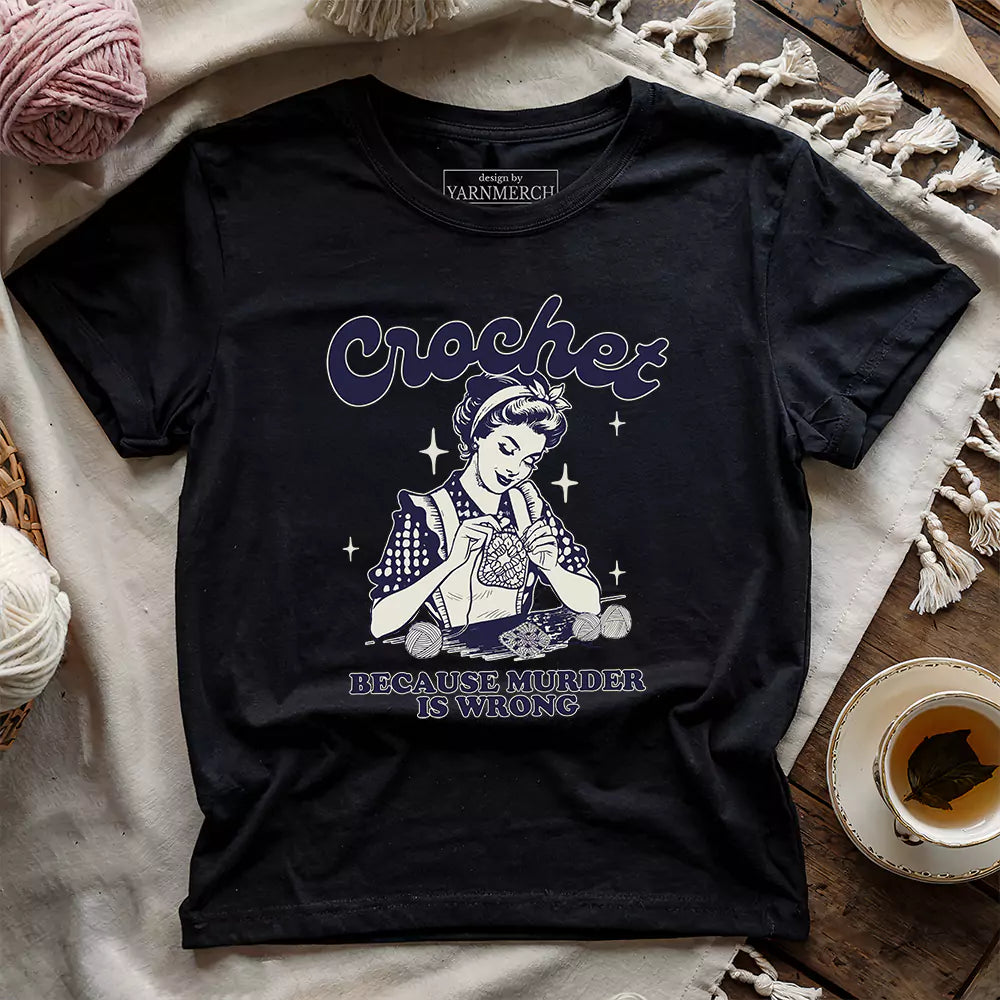 crochet not murder t shirt black
