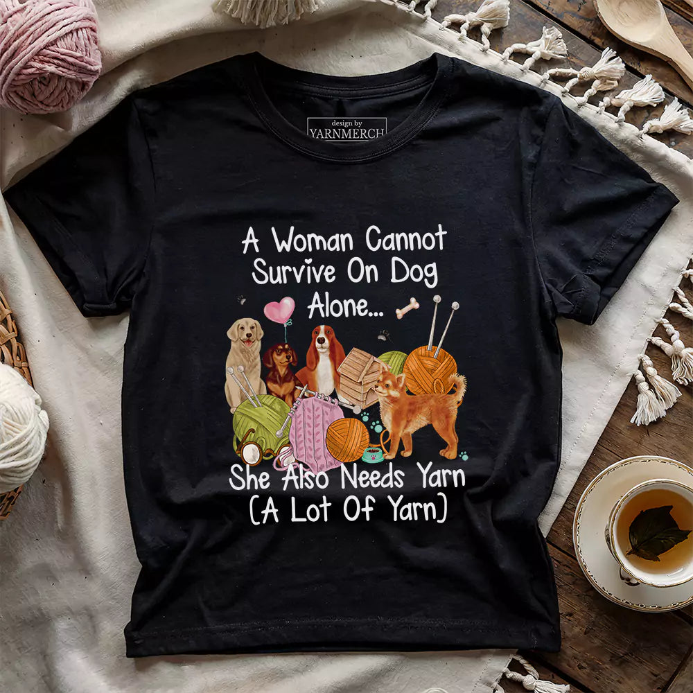 dog yarn lover t shirt black