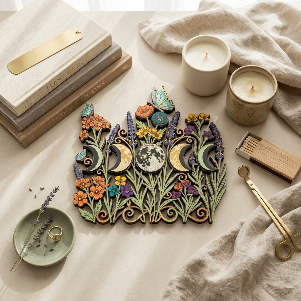 floral moon phase wall art lifestyle