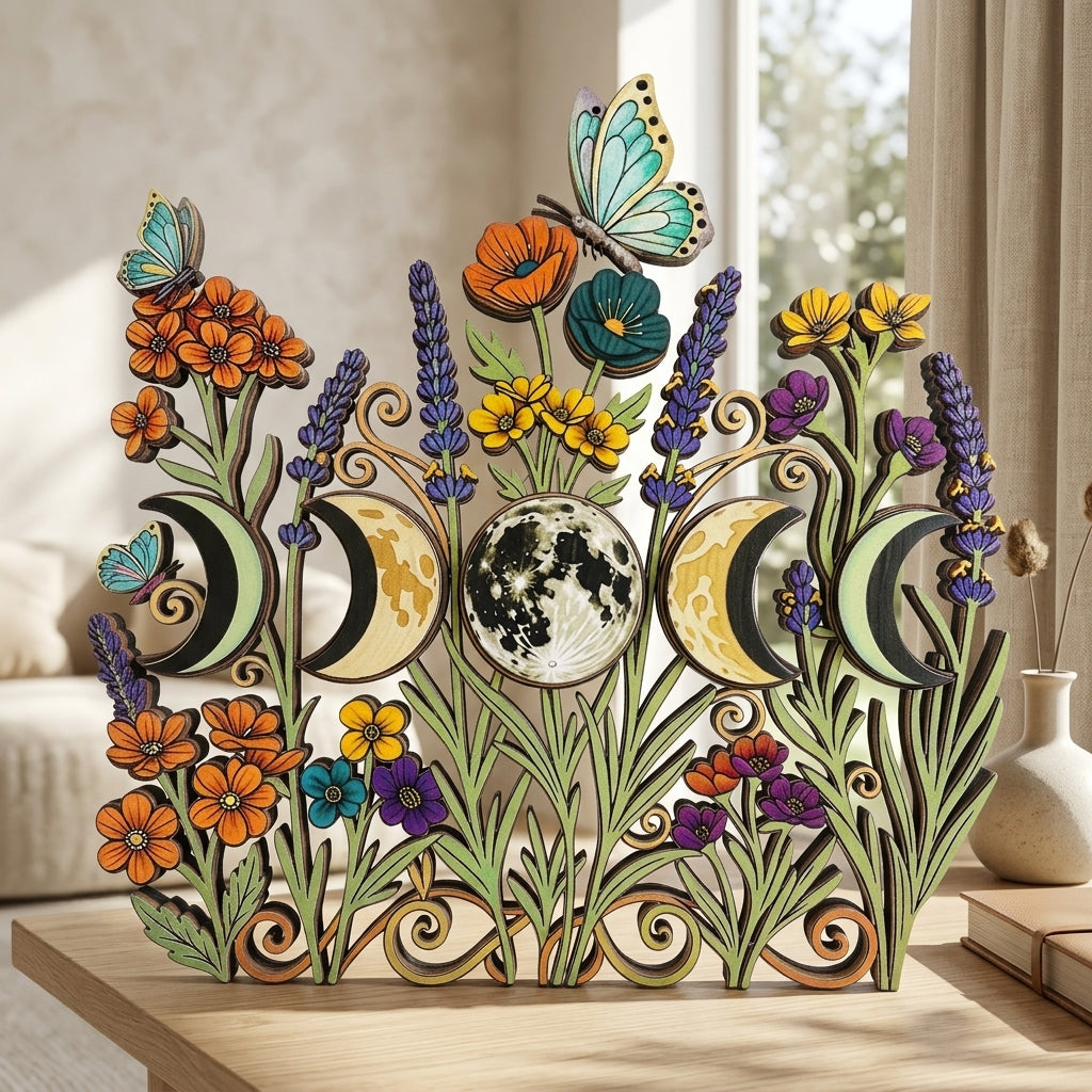 floral moon phase wall art