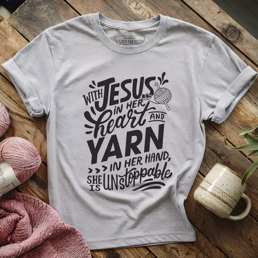 jesus and yarn t shirt athletic heather