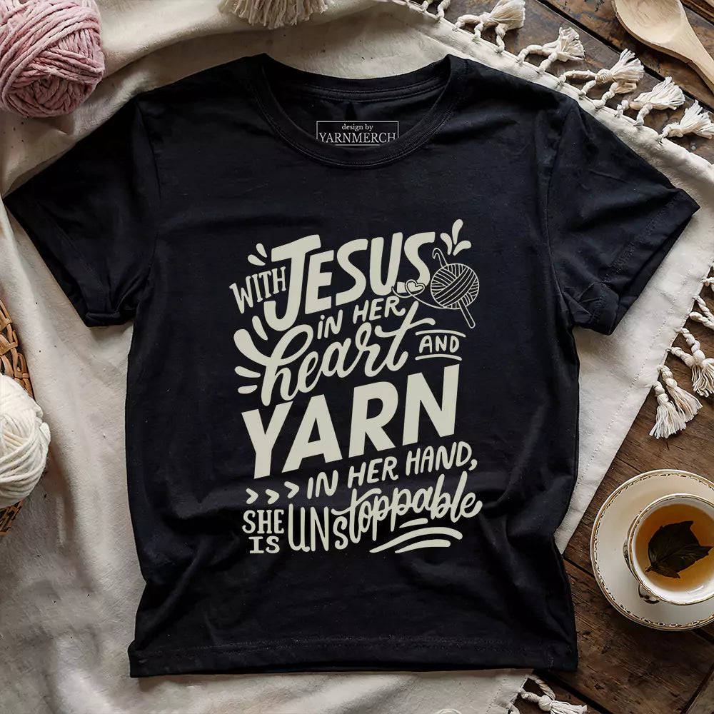jesus and yarn t shirt black