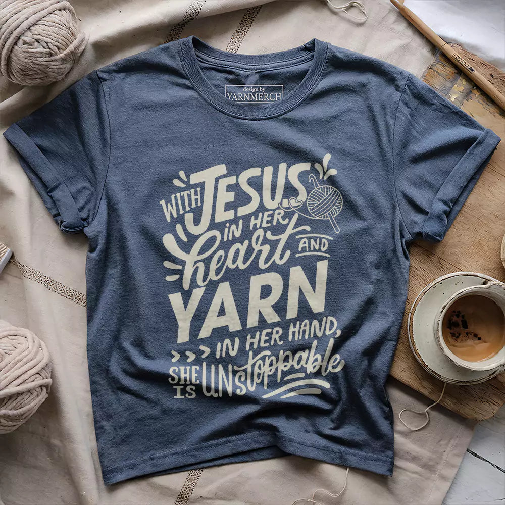 jesus and yarn t shirt heather navy