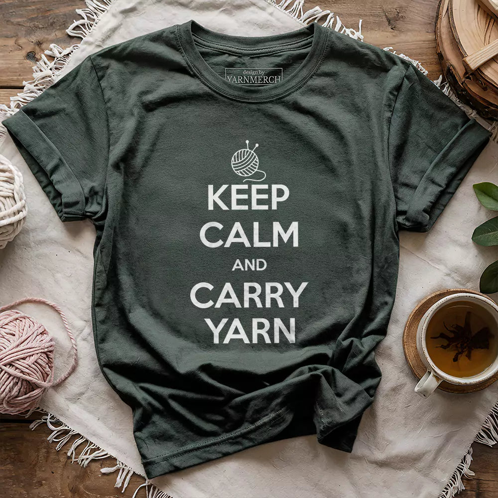 keep calm carry yarn t shirt forest
