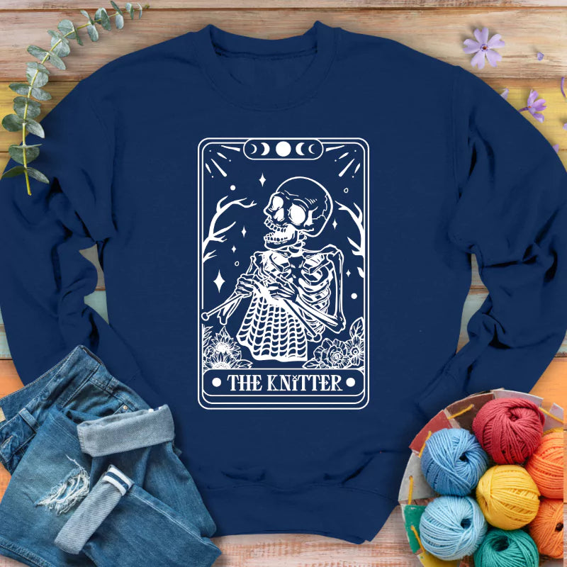 knitter tarot card sweatshirt navy