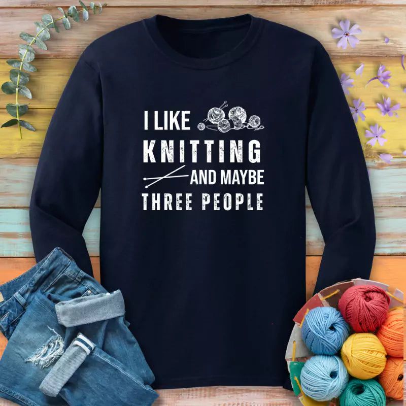 knitting 3 people long sleeve navy