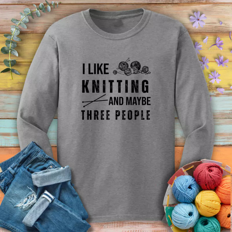 knitting 3 people long sleeve sport grey