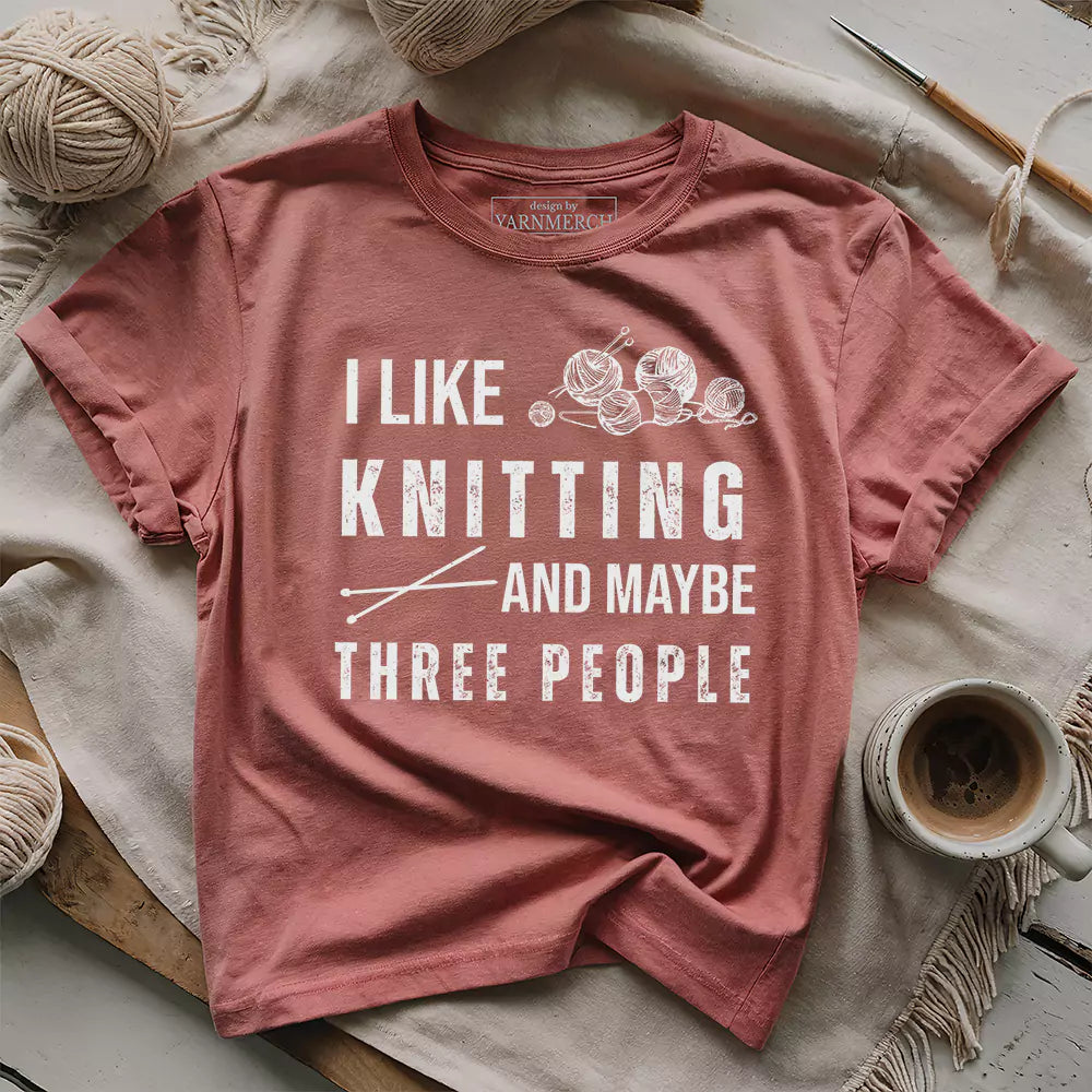 knitting 3 people t shirt heather mauve