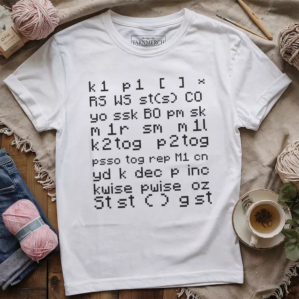 knitting code t shirt white