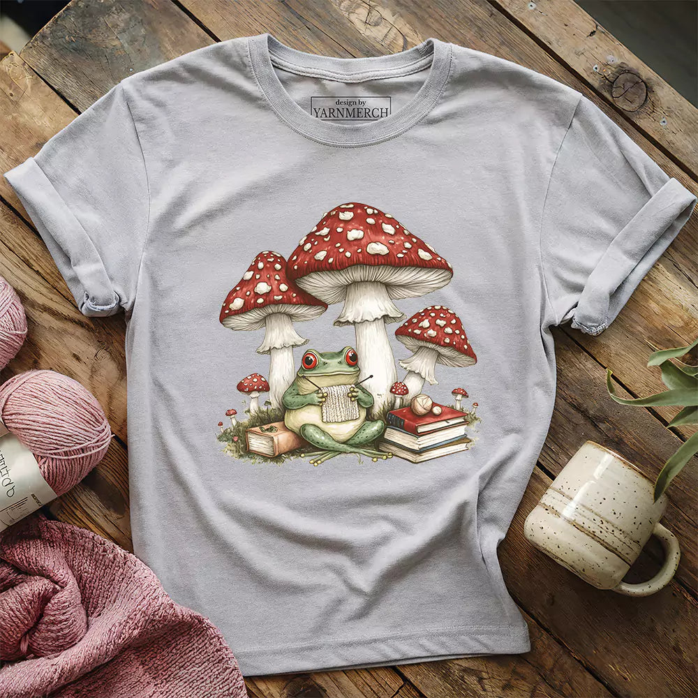 knitting frog t shirt athletic heather