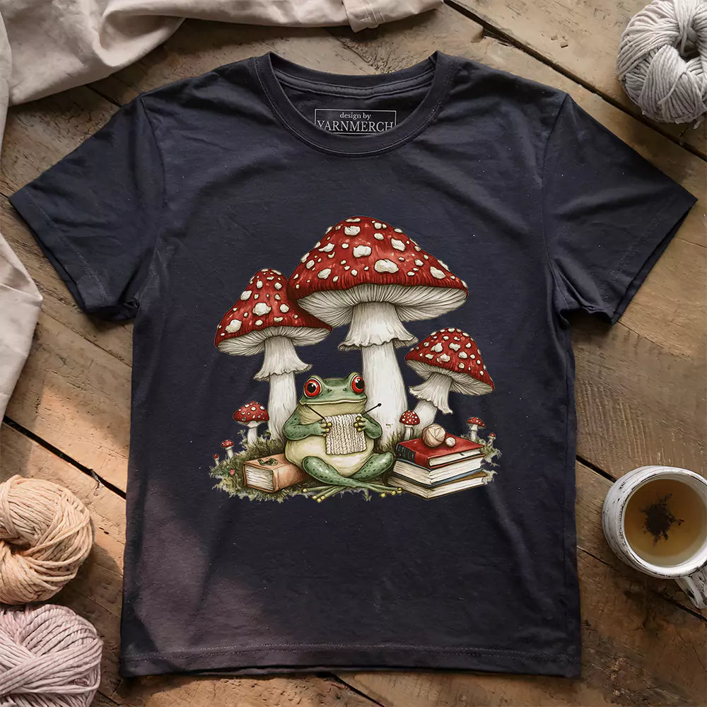 knitting frog t shirt dark grey heather