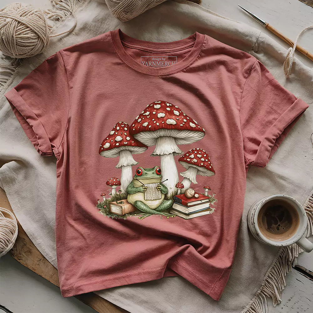 knitting frog t shirt heather mauve