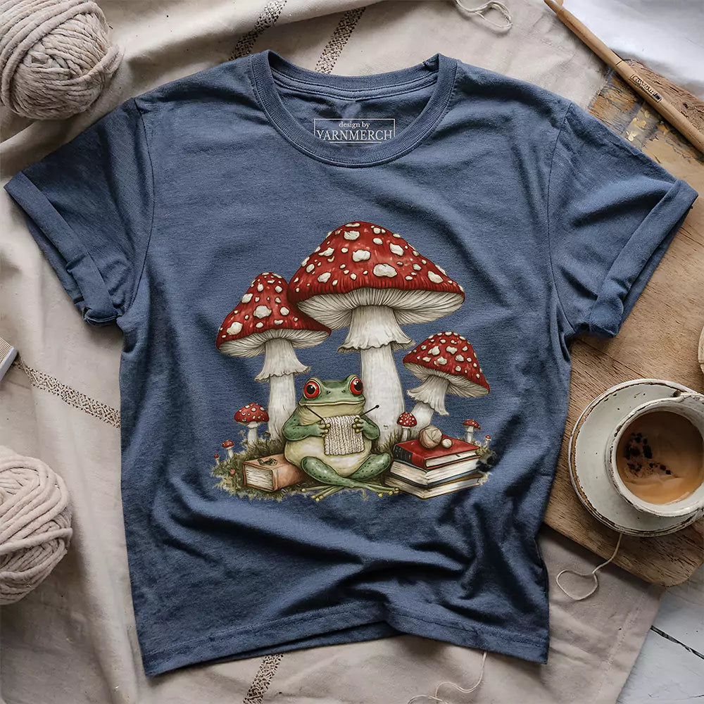 knitting frog t shirt heather navy