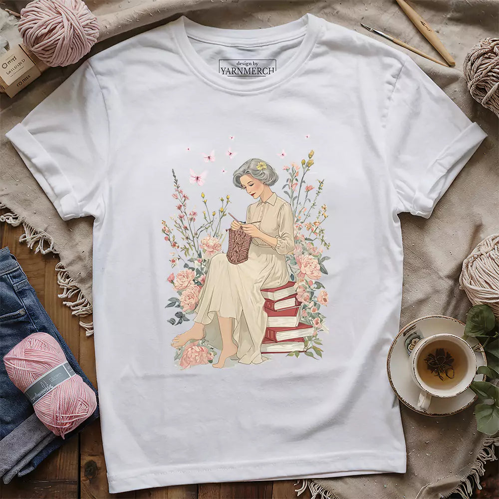 knitting muse t shirt white