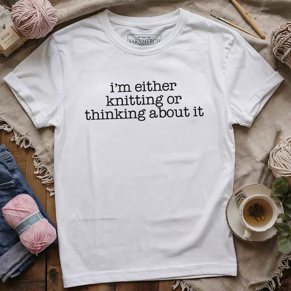 knitting thinking t shirt white