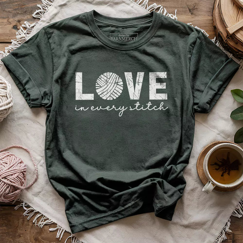 love in every stitch t shirt forest