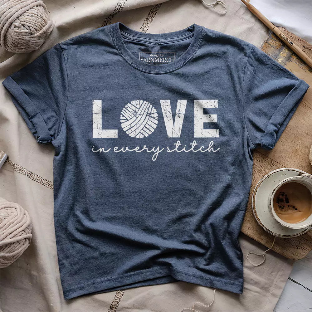 love in every stitch t shirt heather navy