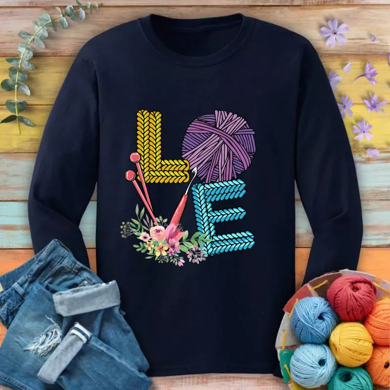 love knitting long sleeve navy