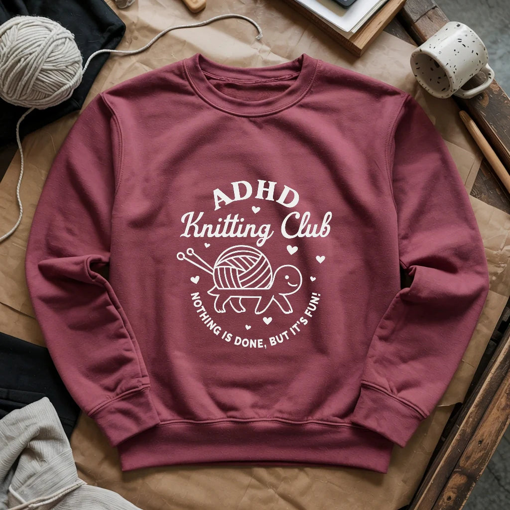 maroon ADHDKnittingClubSweatshirt
