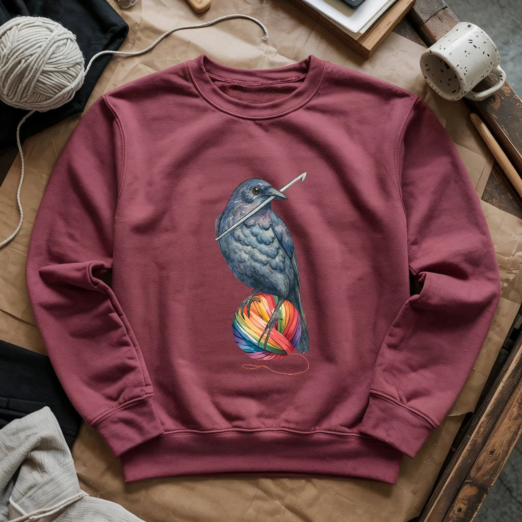 maroon CrochetCrowSweatshirt