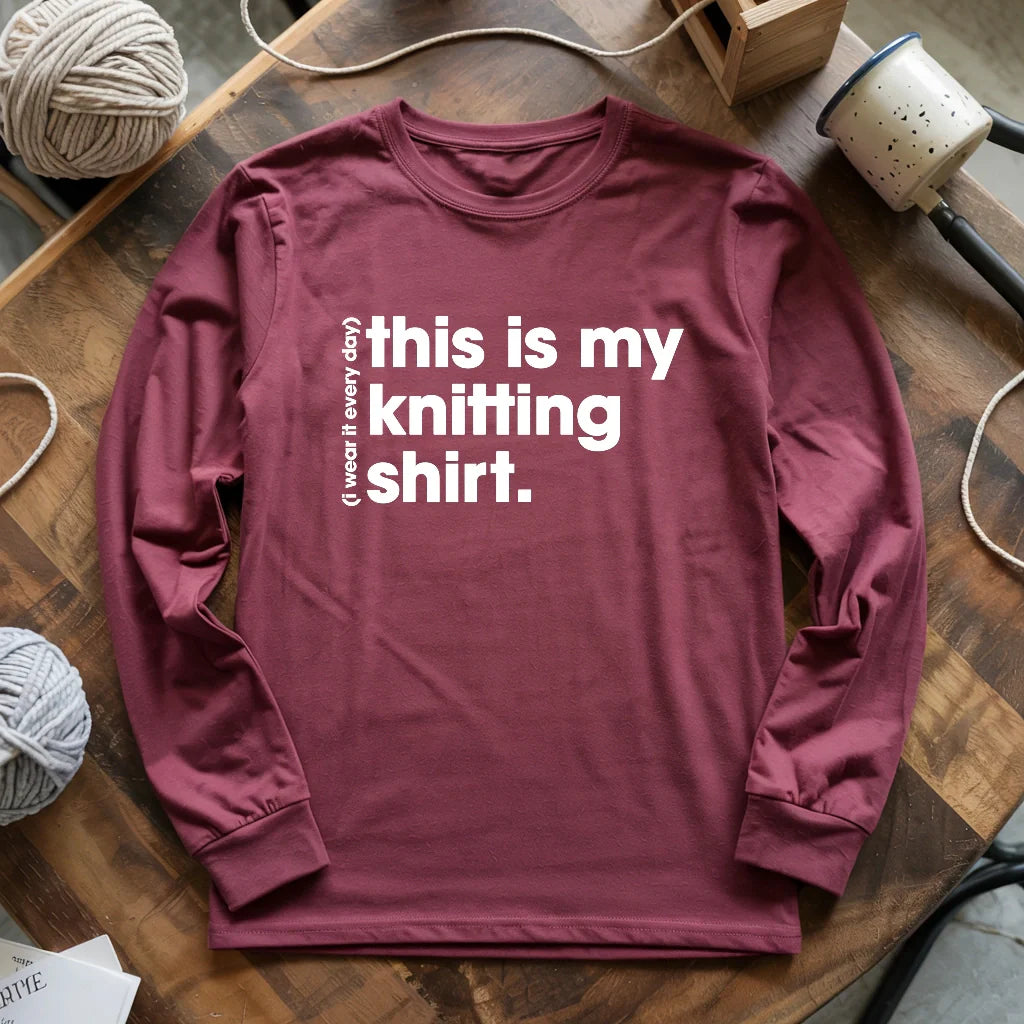maroon EverydayKnittingLongSleeveT shirt