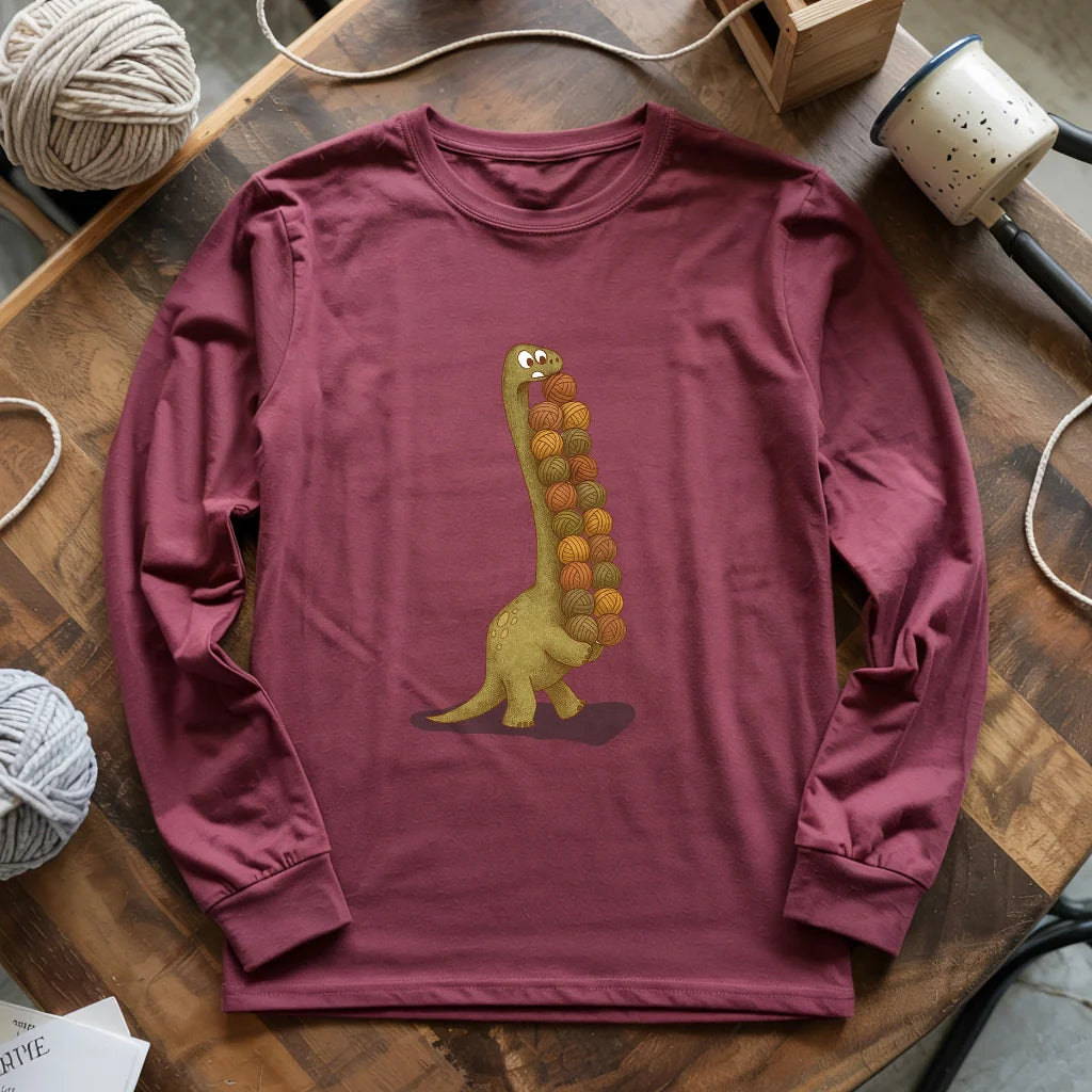 maroon YarnosaurusRexLongSleeveT shirt