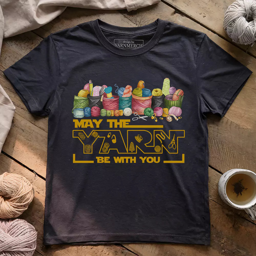 may the yarn be with you t shirt dark grey heather