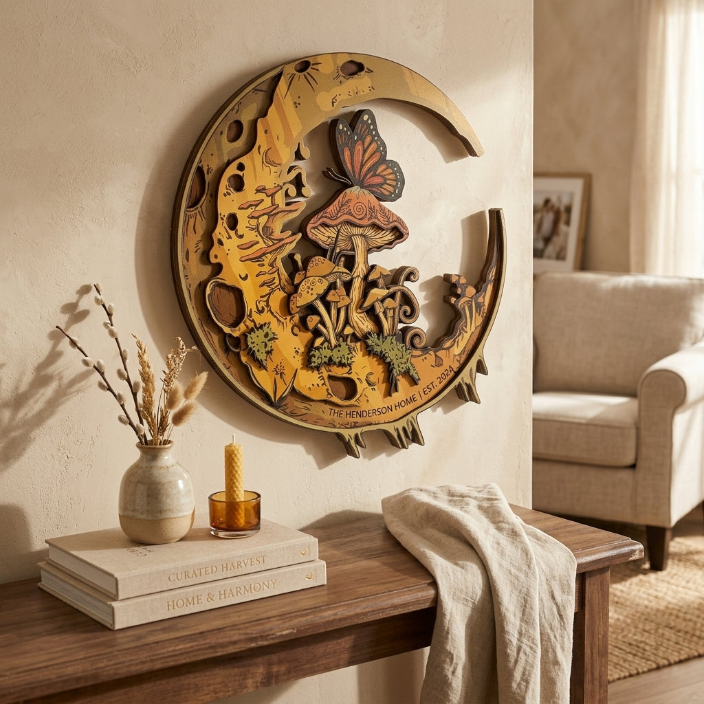 moon mushroom cottagecore wall decor bedroom