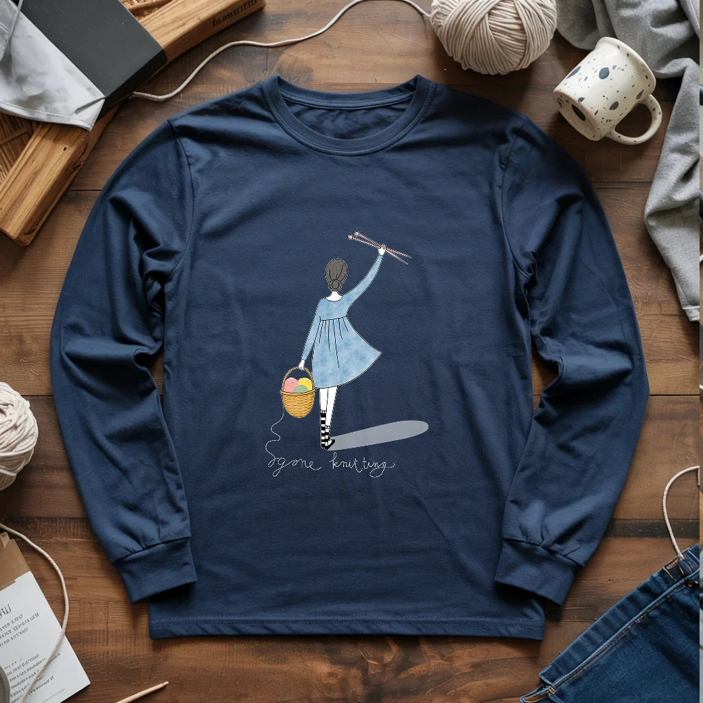 navy GoneKnittingLongSleeveT shirt