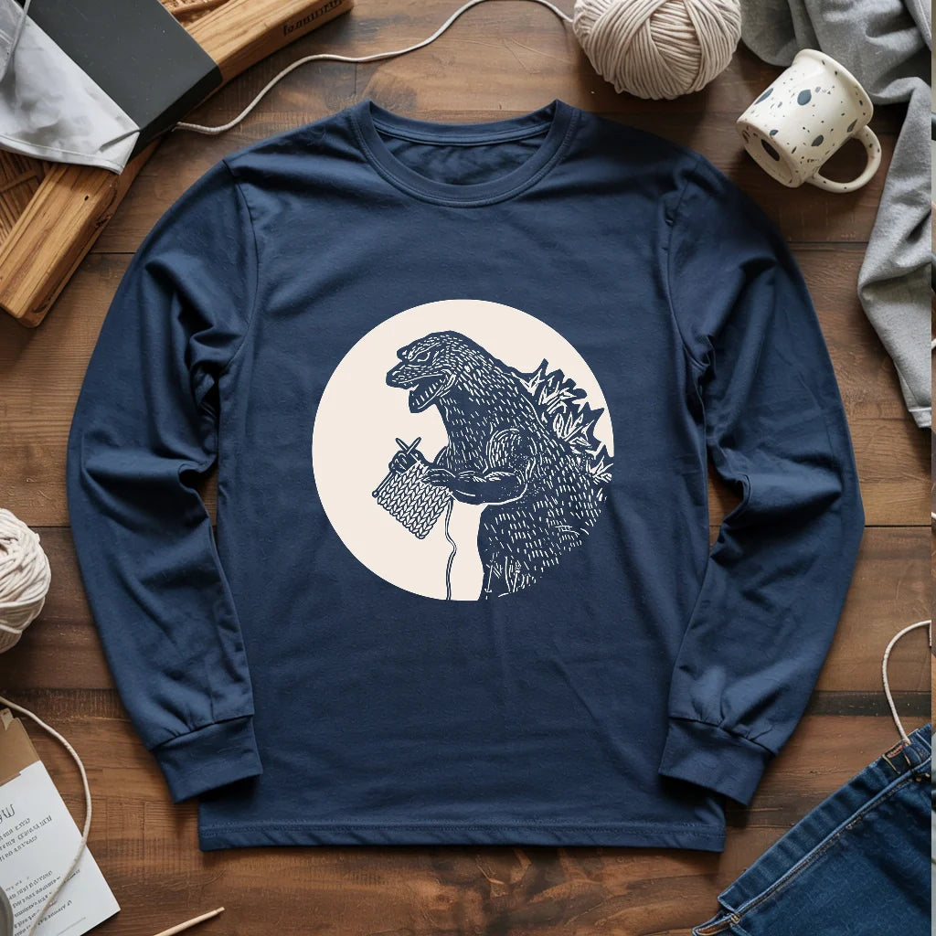 navy KnitzillaLongSleeveT shirt