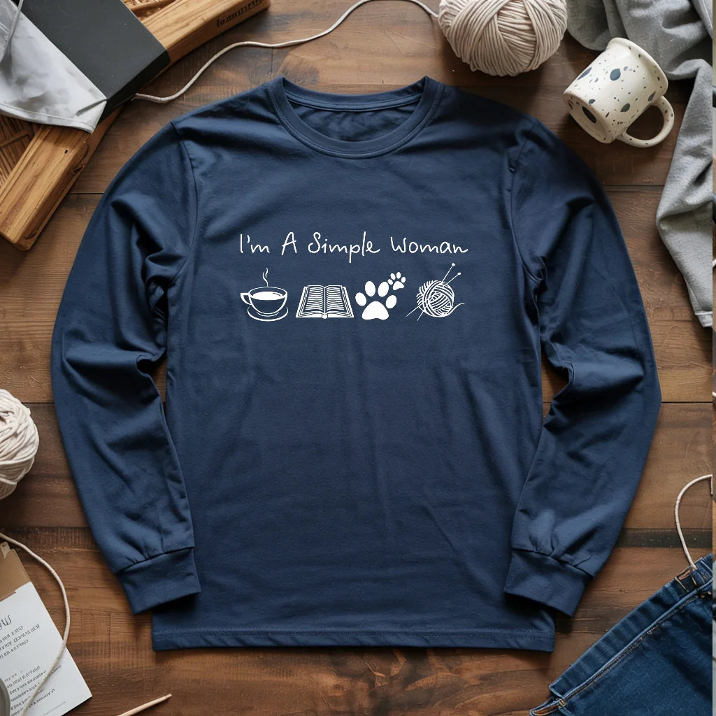 navy SimpleWomanLongSleeveT shirt