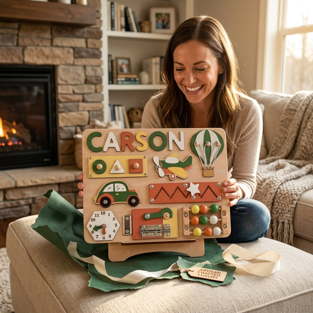 personalized montessori busy board gift